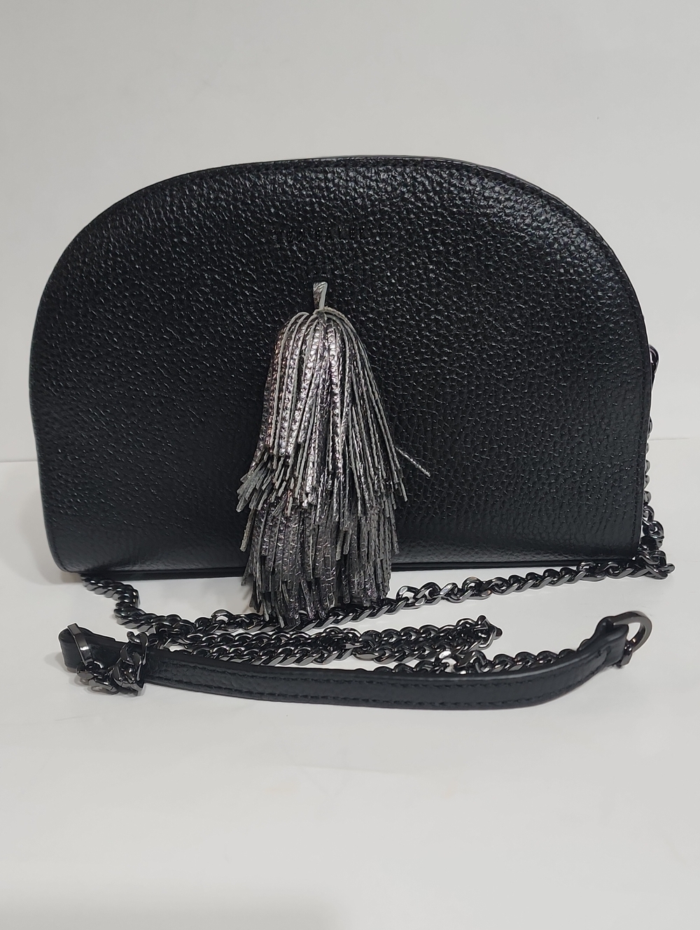 Ted Baker Maaryy Pom Black Pebbled Leather Crossbody Bag